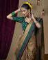 Handloom_Beige_Pure_Katan_Silk_Pashmina_Jamawar_Saree_With_Green_And_Purple_Reshmi_Border_WeaverStory_01