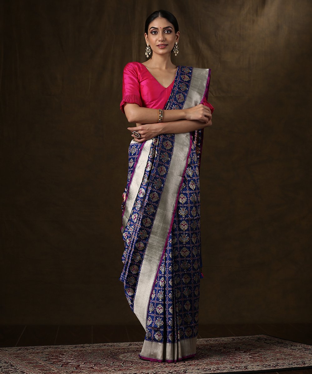 Handloom_Blue_Banarasi_Patola_Saree_with_Meenakari_Design_WeaverStory_02