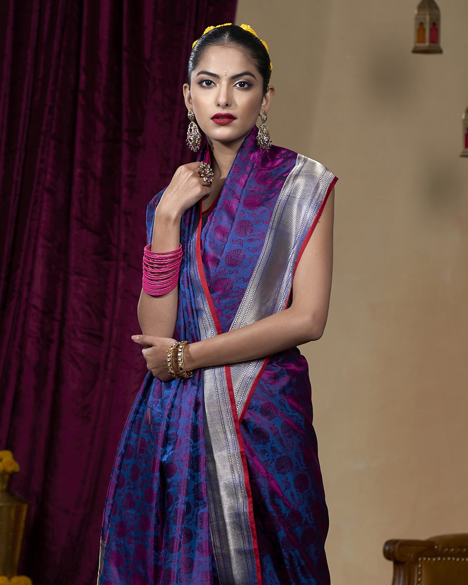 Handloom_Blue_Pure_Katan_Silk_Tanchoi_Jamawar_Banarasi_Saree_with_Peacock_Motifs_WeaverStory_01