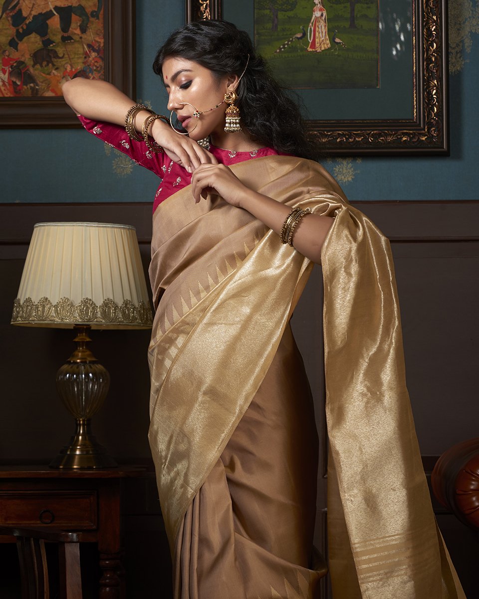 Handloom_Soft_Brown_and_Gold_Rising_Temple_Kanjivaram_Silk_Saree_WeaverStory_01