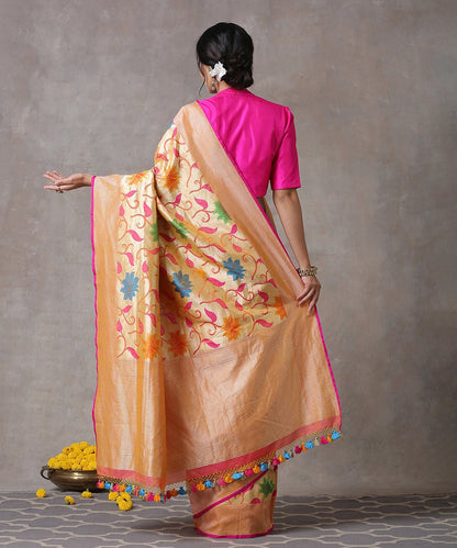 Handloom_Golden_Pure_Katan_Silk_Paithani_Banarasi_Saree_With_Cutwork_Jangla_WeaverStory_03