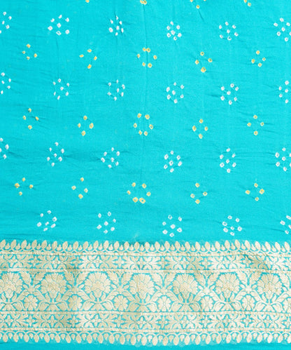 Handloom_Green_And_Blue_Dual_Tone_Pure_Georgette_Banarasi_Bandhej_Saree_WeaverStory_05