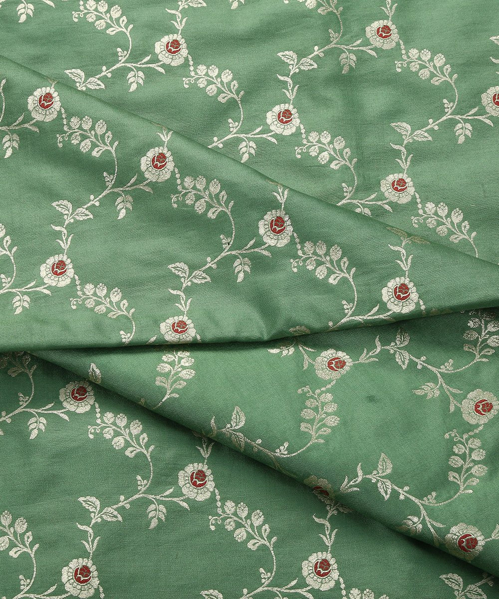 Green_Pure_Mulberry_Silk_Handloom_Banarasi_Fabric_with_Meenakari_Jaal_WeaverStory_04
