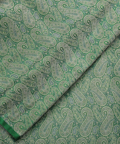 Handloom Green Pure Katan Silk  Brocade Banarasi Fabric with Zari Work