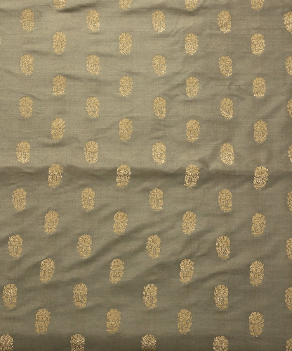 Handloom_Grey_Pure_Katan_Silk_Banarasi_Fabric_with_Floral_Motifs_WeaverStory_02