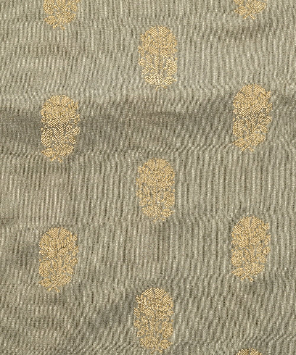 Handloom_Grey_Pure_Katan_Silk_Banarasi_Fabric_with_Floral_Motifs_WeaverStory_03