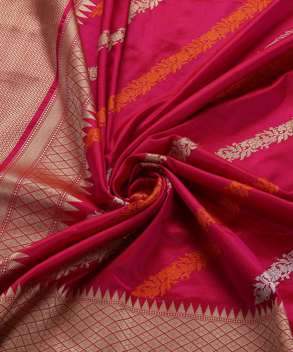 Handloom_Pink_Pure_Katan_Silk_Banarasi_Dupatta_with_Aada_Bel_WeaverStory_05