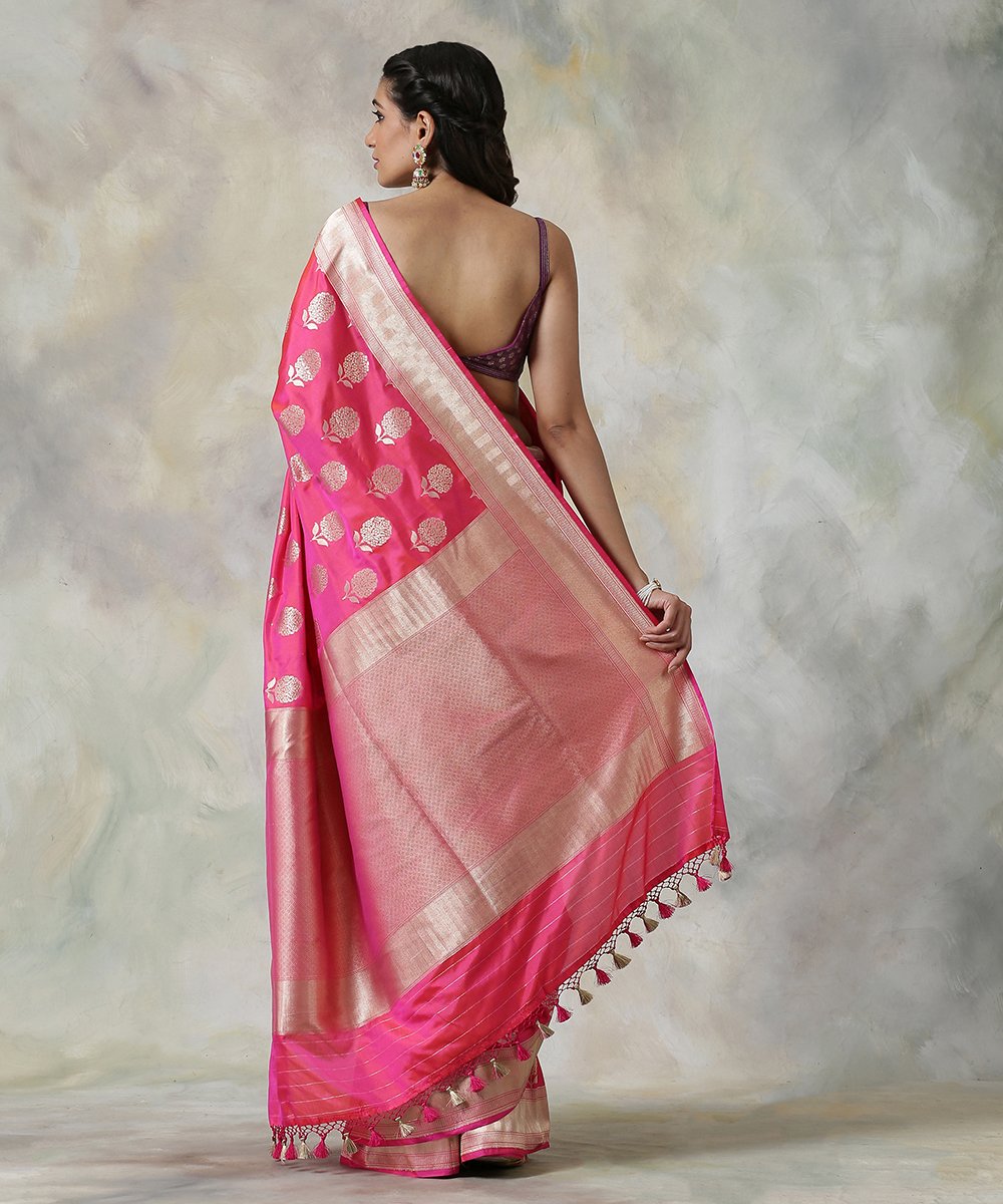 Handloom_Hot_Pink_Banarasi_Saree_with_Floral_Booti_WeaverStory_03