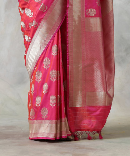 Handloom_Hot_Pink_Banarasi_Saree_with_Floral_Booti_WeaverStory_04