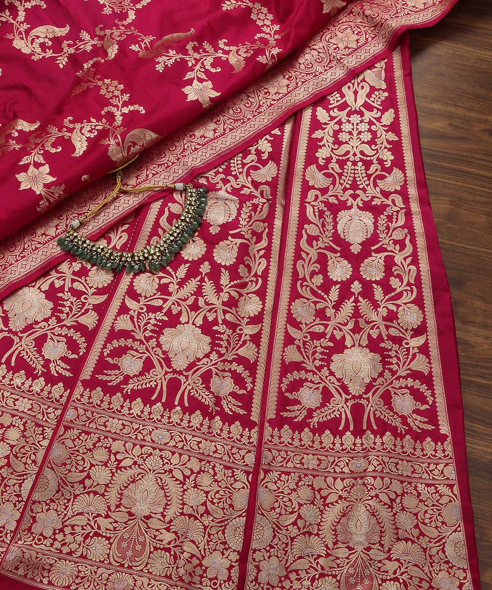 Handloom_Hot_Pink_Sona_Rupa_Zari_Work_Katan_Silk_Banarasi_Lehenga_with_Jangla_Dupatta_and_Brocade_Blouse_WeaverStory_01