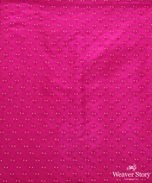 Handloom Magenta Pure Tanchoi Katan Silk Banarasi Fabric With Zari Booti