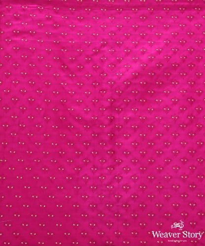Handloom Magenta Pure Tanchoi Katan Silk Banarasi Fabric With Zari Booti