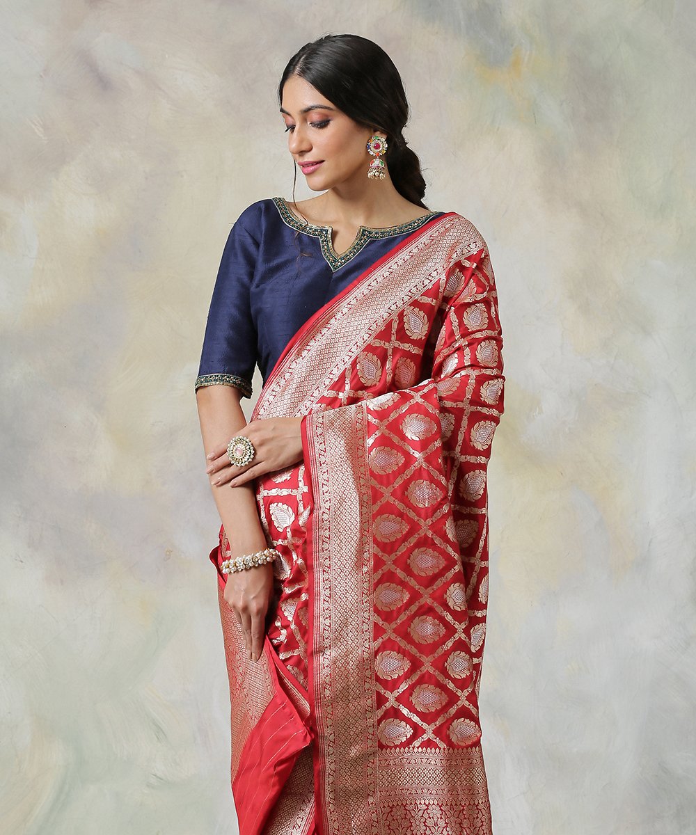 Handloom_Maroon_Pure_Katan_Silk_Banarasi_Saree_with_Brocade_Blouse_WeaverStory_01