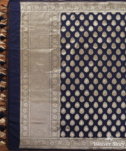 Handloom_Navy_Blue_Katan_Silk_Banarasi_Dupatta_with_Cutwork_and_Booti_Design_WeaverStory_02