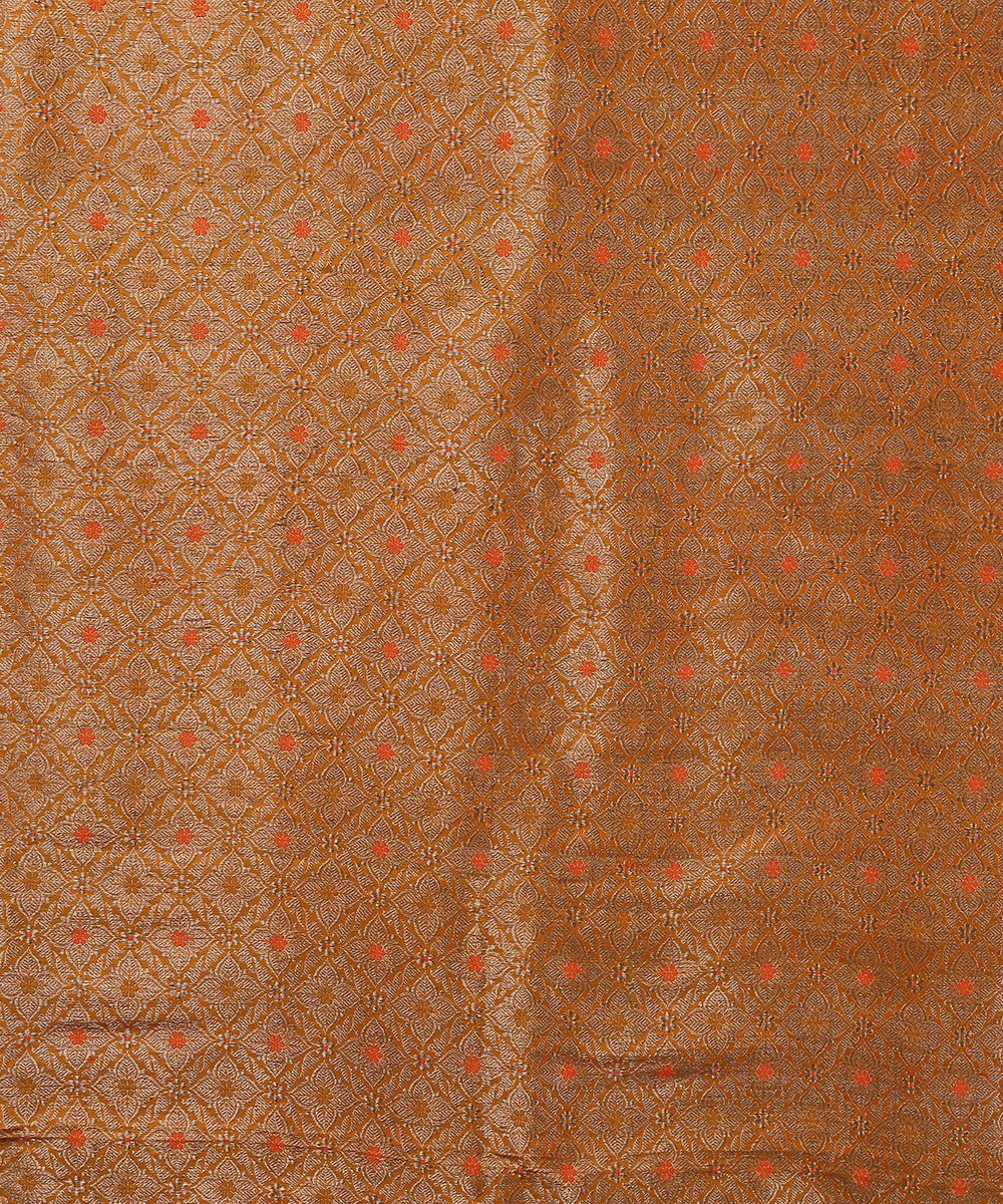 Handloom_Orange_Antique_Zari_Pure_Katan_Silk_Banarasi_Brocade_Fabric_with_Meenakari_WeaverStory_02