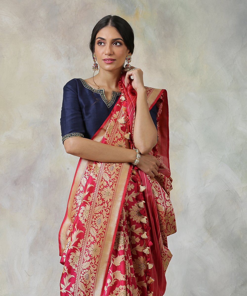 Handloom_Pure_Katan_Silk_Banarasi_Saree_in_Pink_with_Mehraab_Jaal_WeaverStory_01