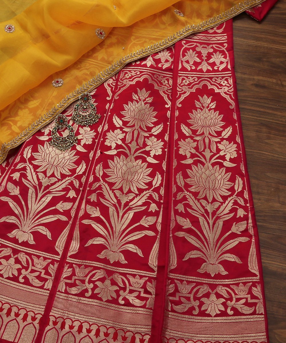 Handloom_Pink_Cutwork_Katan_Silk_Banarasi_Lehenga_with_Floral_Design_WeaverStory_01