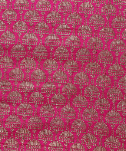 Handloom_Pink_Banarasi_Brocade_Fabric_with_Jhumki_Booti_Design_WeaverStory_03