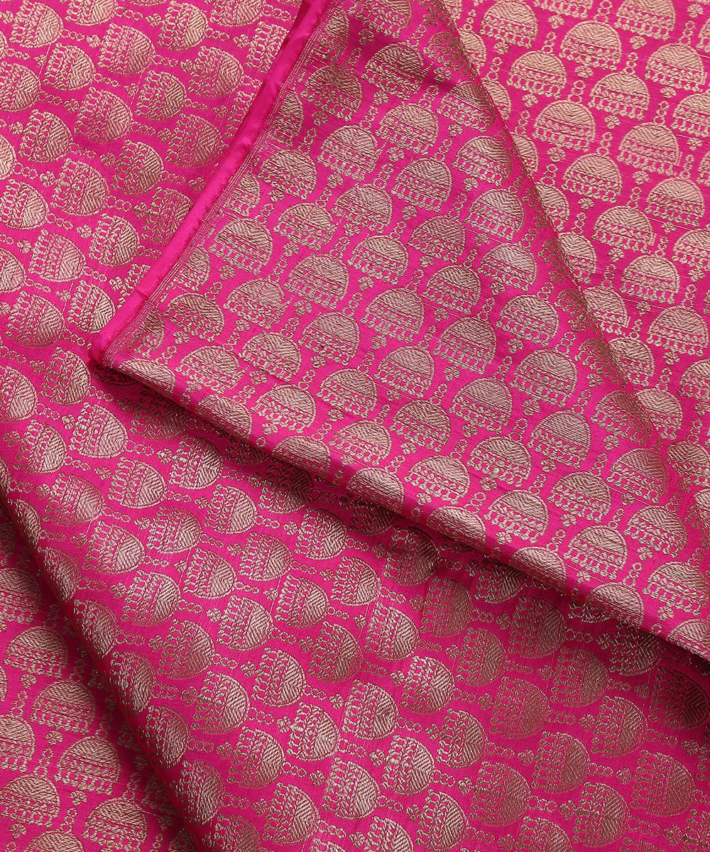 Handloom_Pink_Banarasi_Brocade_Fabric_with_Jhumki_Booti_Design_WeaverStory_04
