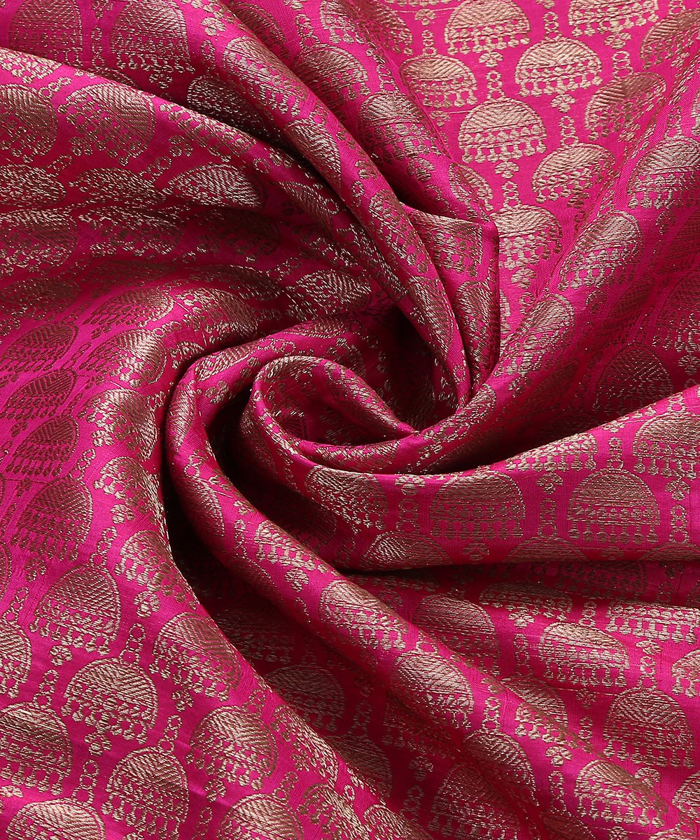Handloom_Pink_Banarasi_Brocade_Fabric_with_Jhumki_Booti_Design_WeaverStory_05
