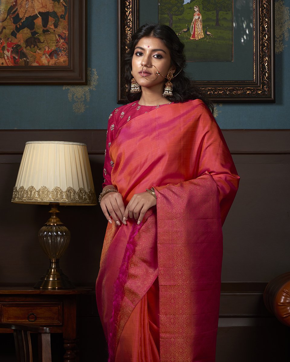 Handloom_Pink_Kanjivaram_Pure_Silk_Saree_With_All_Over_Zari_Brocade_WeaverStory_01