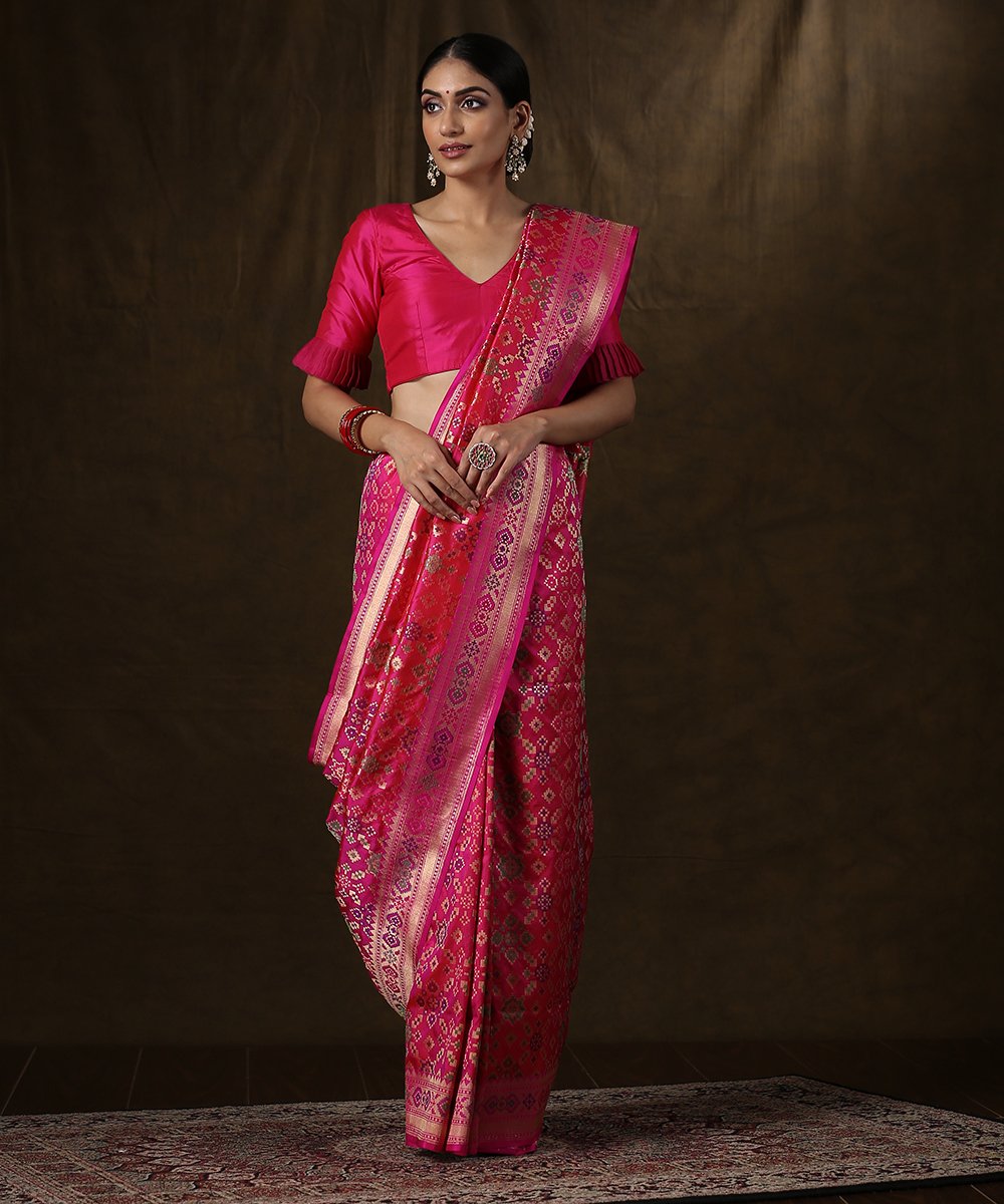 Handloom_Pink_Katan_Silk_Banarasi_Patola_Saree_with_Meenakari_Design_WeaverStory_02
