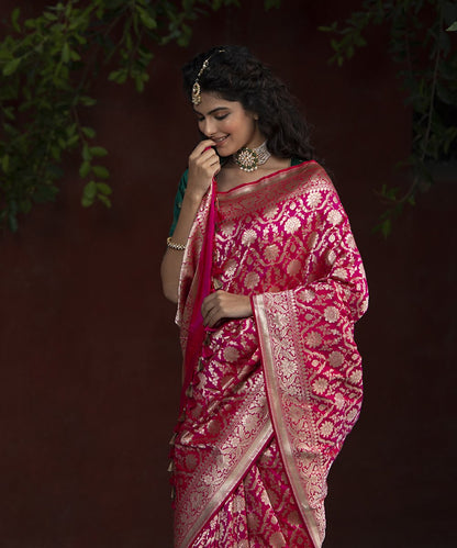 Handloom_Pink_Katan_Silk_Cutwork_Banarasi_Saree_with_Mehraab_Jaal_WeaverStory_01