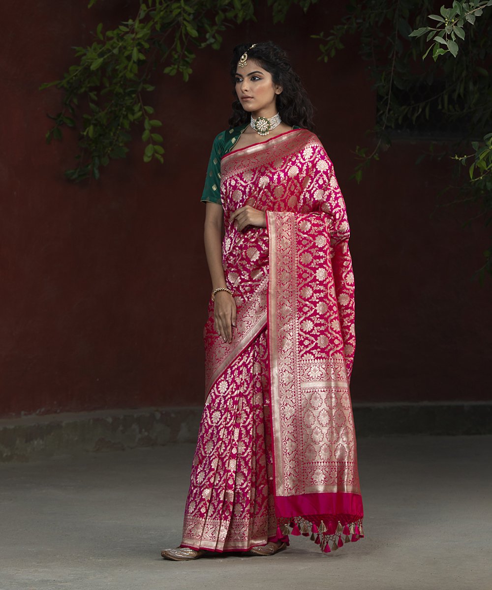 Handloom_Pink_Katan_Silk_Cutwork_Banarasi_Saree_with_Mehraab_Jaal_WeaverStory_02