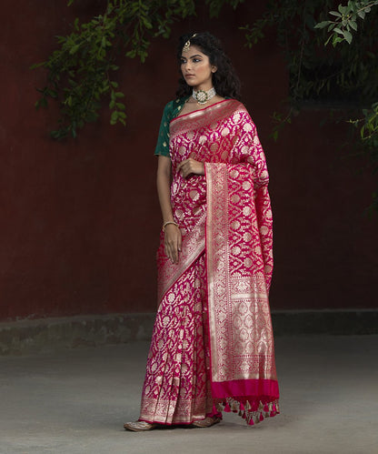 Handloom_Pink_Katan_Silk_Cutwork_Banarasi_Saree_with_Mehraab_Jaal_WeaverStory_02