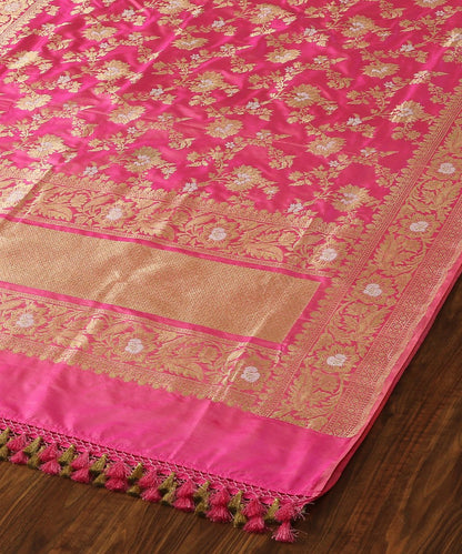 Handloom_Pink_Dual_Tone_Pure_Katan_Silk_Sona_Rupa_Kadhwa_Jangla_Banarasi_Dupatta_WeaverStory_04