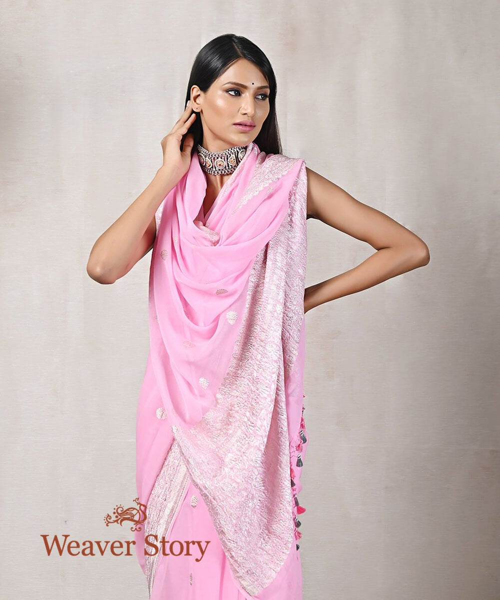 Handloom_Banarasi_Georgette_Saree_in_Pink_with_Silver_Zari_WeaverStory_01