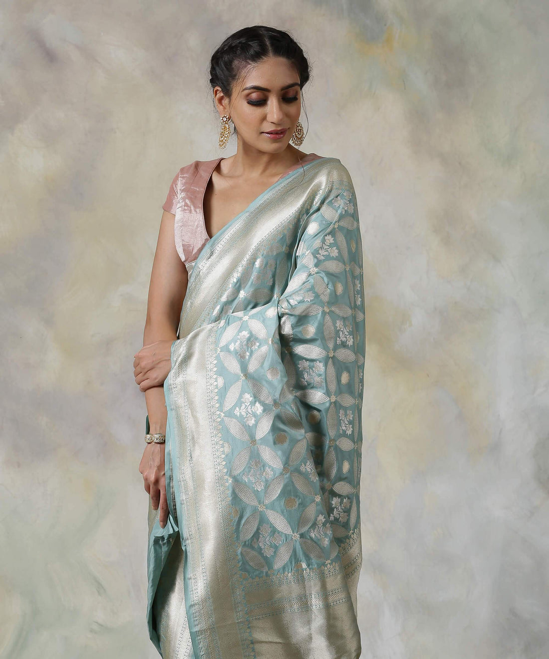 Handloom_Powder_Blue_Gold_and_Silver_Zari_Pure_Katan_Silk_Banarasi_Saree_WeaverStory_01