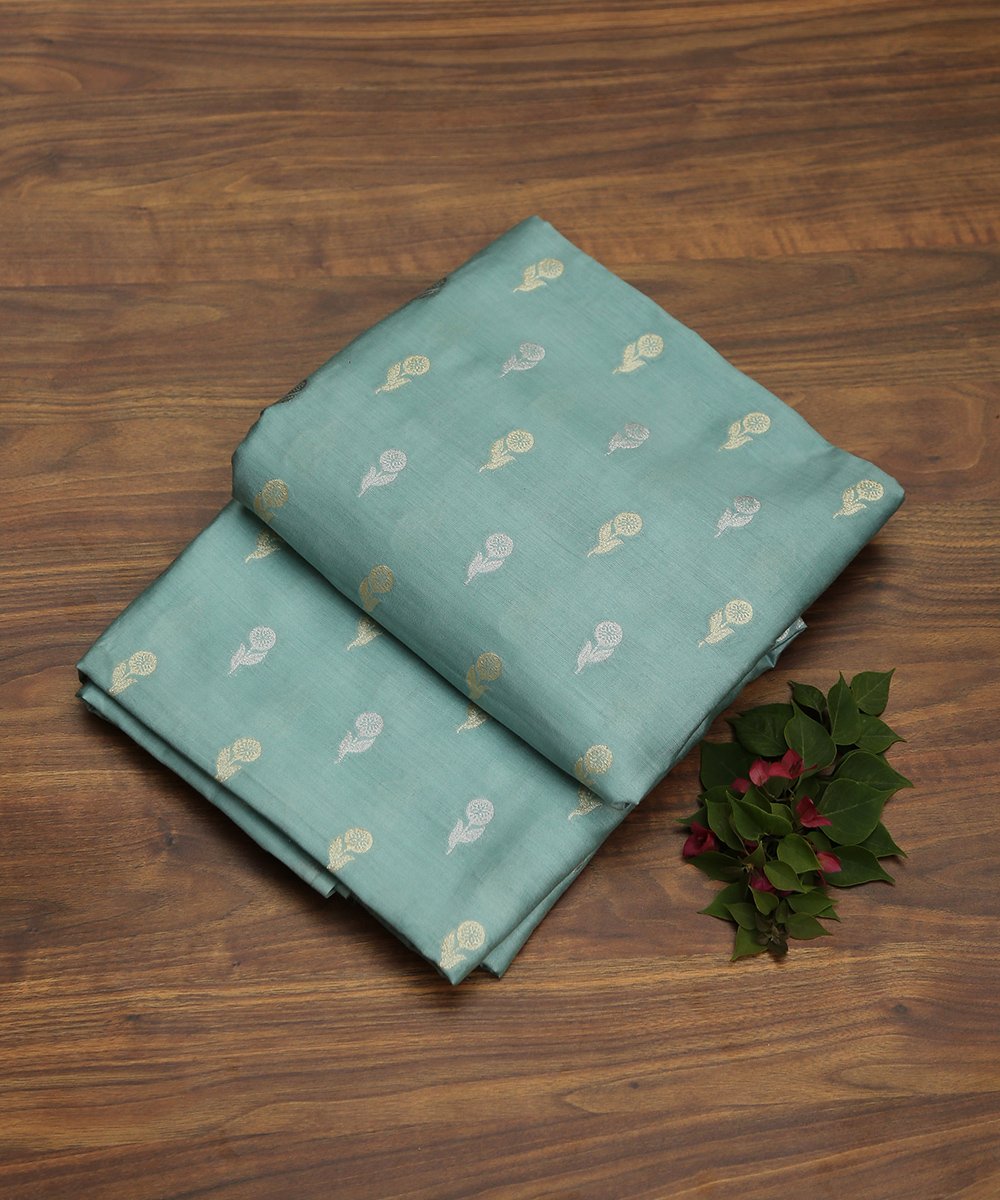 Handloom_Powder_Blue_Mulberry_Silk_Banarasi_Fabric_with_Sona_Rupa_Booti_WeaverStory_01