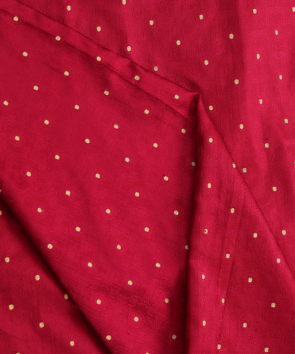 Handloom Pure Katan Silk Tanchoi Banarasi Fabric  with Zari Booti