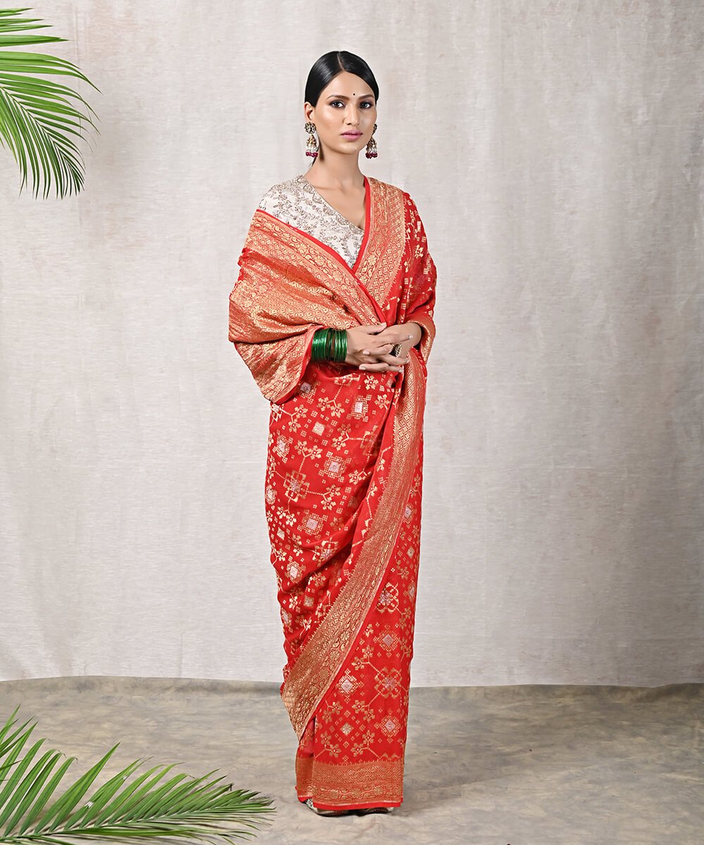 Handloom_Red_Banarasi_Patola_Saree_with_Gold_and_Silver_Zari_WeaverStory_02