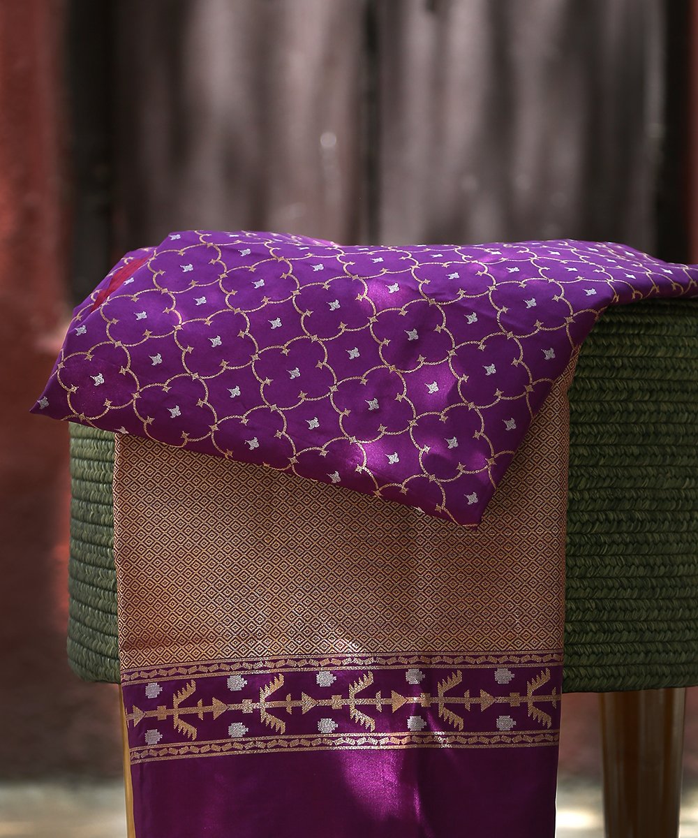 Handloom_Purple_Cutwork_Banarasi_Dupatta_and_Jangla_Design_WeaverStory_01