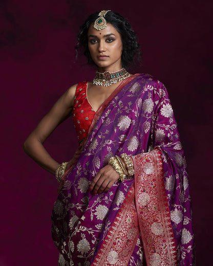 Handloom_Purple_Katan_Silk_Banarasi_Saree_with_Meenakari_and_Jangla_Design_and_Red_Border_WeaverStory_01