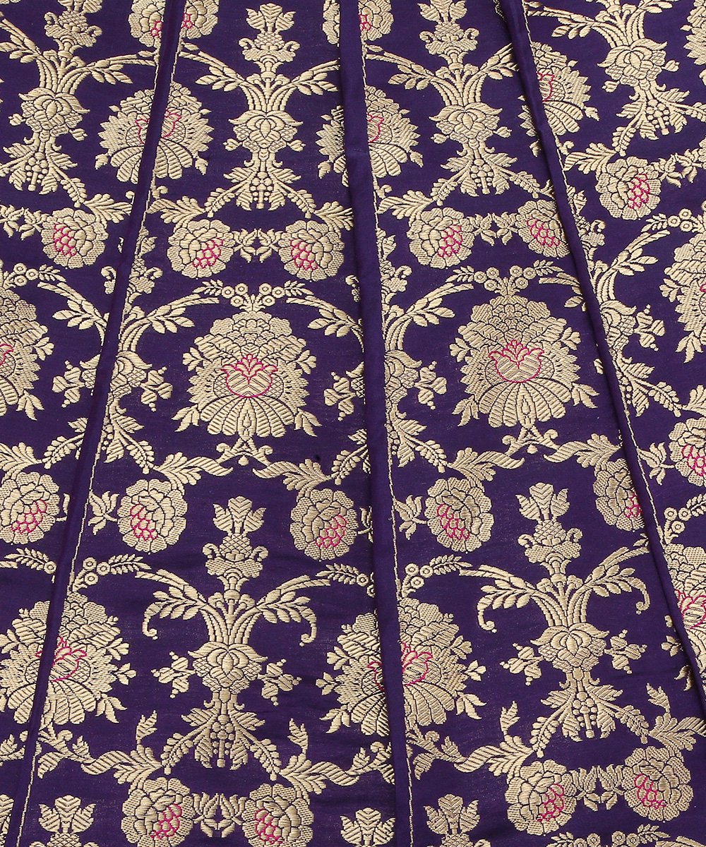 Handloom_Purple_Odhana_Jangla_Katan_Silk_Banarasi_Lehenga_With_Pink_Meenakari_Design_WeaverStory_05