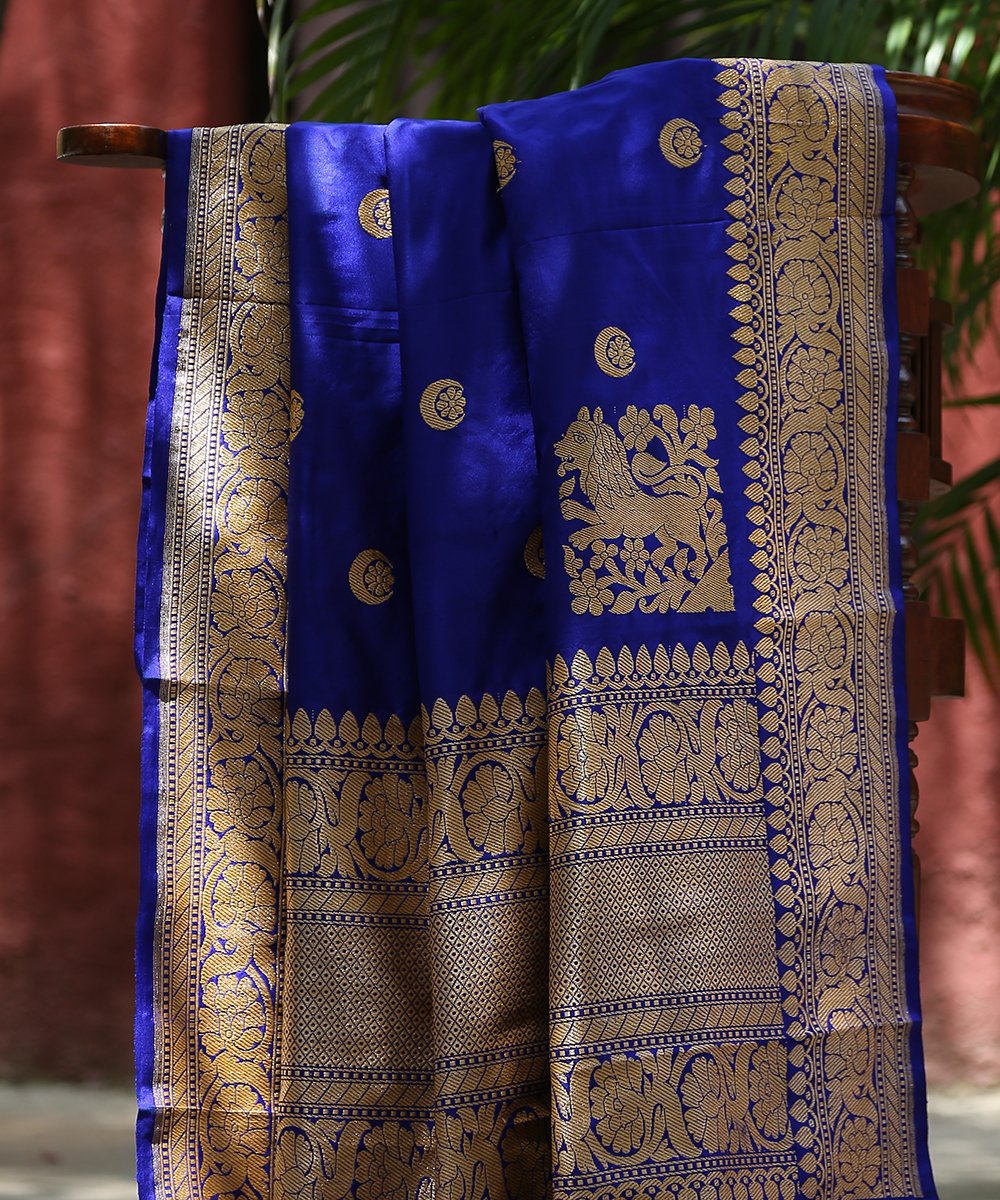 Handloom_Blue_Shikargah_Banarasi_Dupatta_with_Chaand_Boota_WeaverStory_01