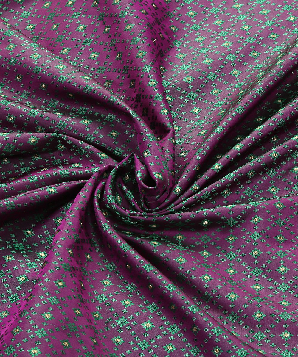 Handloom_Purple_and_Emerald_Green_Dual_Tone_Pure_Katan_Silk_Banarasi_Fabric_with_Star_Booti_Fabric_WeaverStory_05