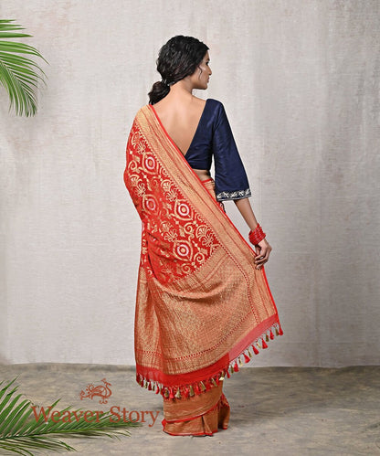 Handloom_Red_Banarasi_Georgette_Woven_Saree_with_Gold_and_Silver_Zari_Jaal_WeaverStory_03