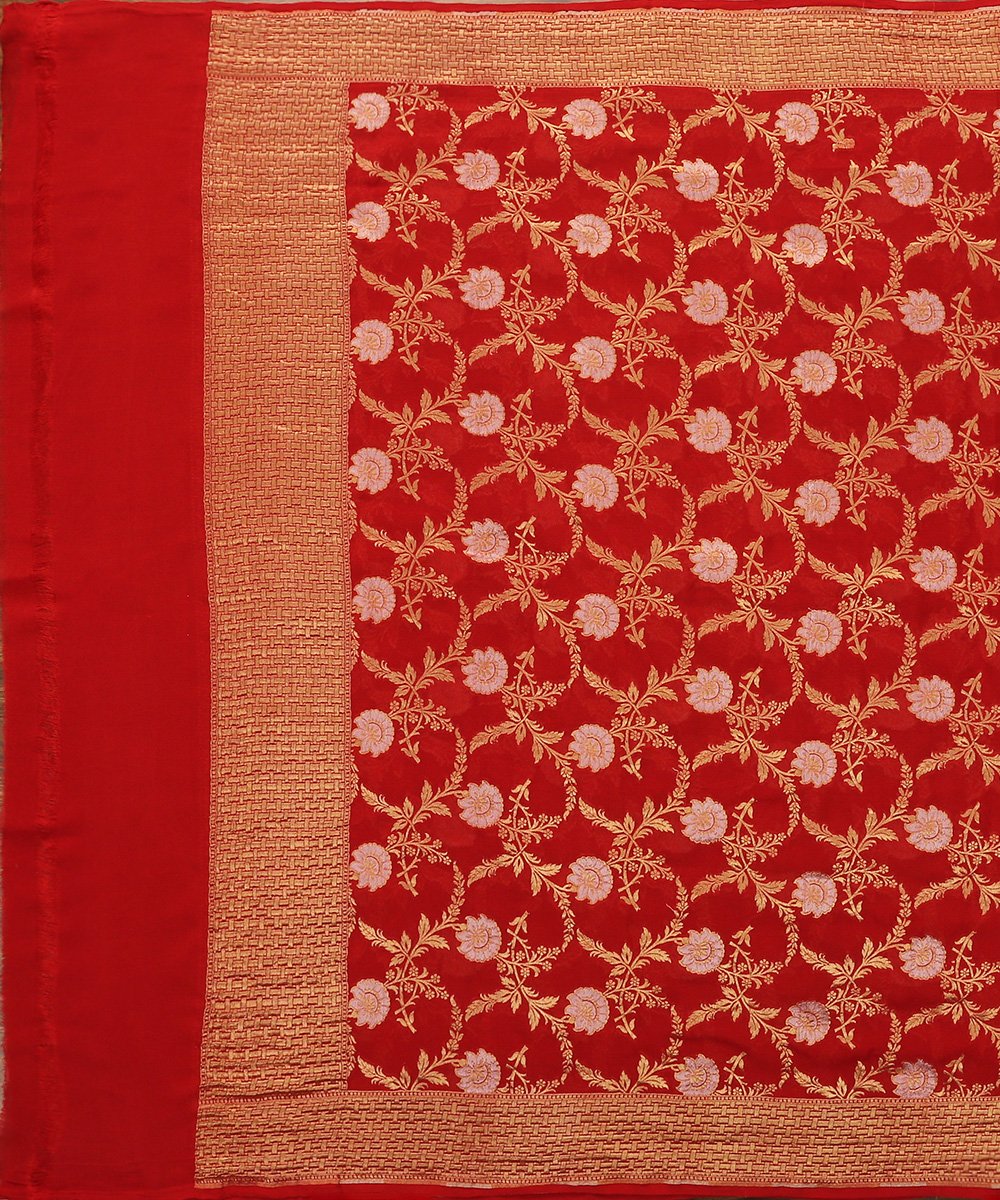 Handloom_Red_Cutwork_Banarasi_Georgette_Dupatta_with_Jangla_Design_WeaverStory_02