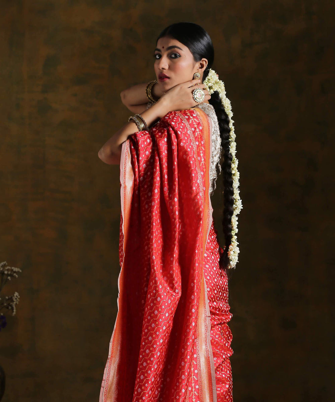 Handloom_Red_Banarasi_Katan_Silk_Saree_with_Cutwork_Jamdani_Weaving_WeaverStory_01