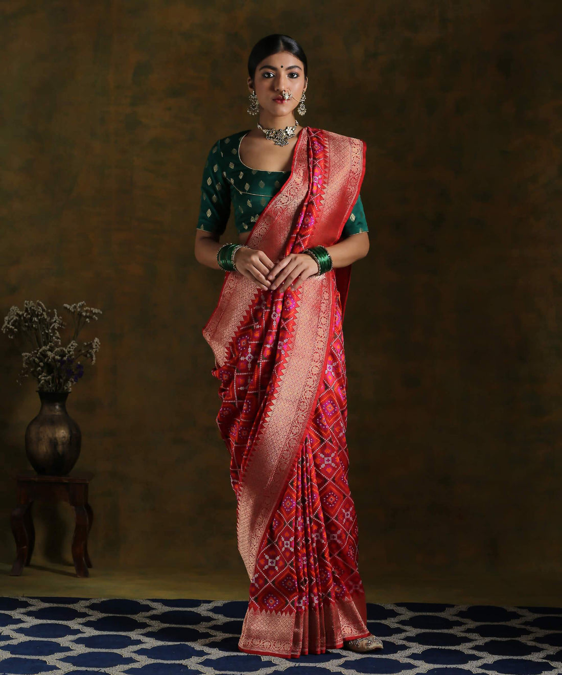 Handloom_Red_Katan_Silk_Ektara_Saree_with_Patola_Design_WeaverStory_02