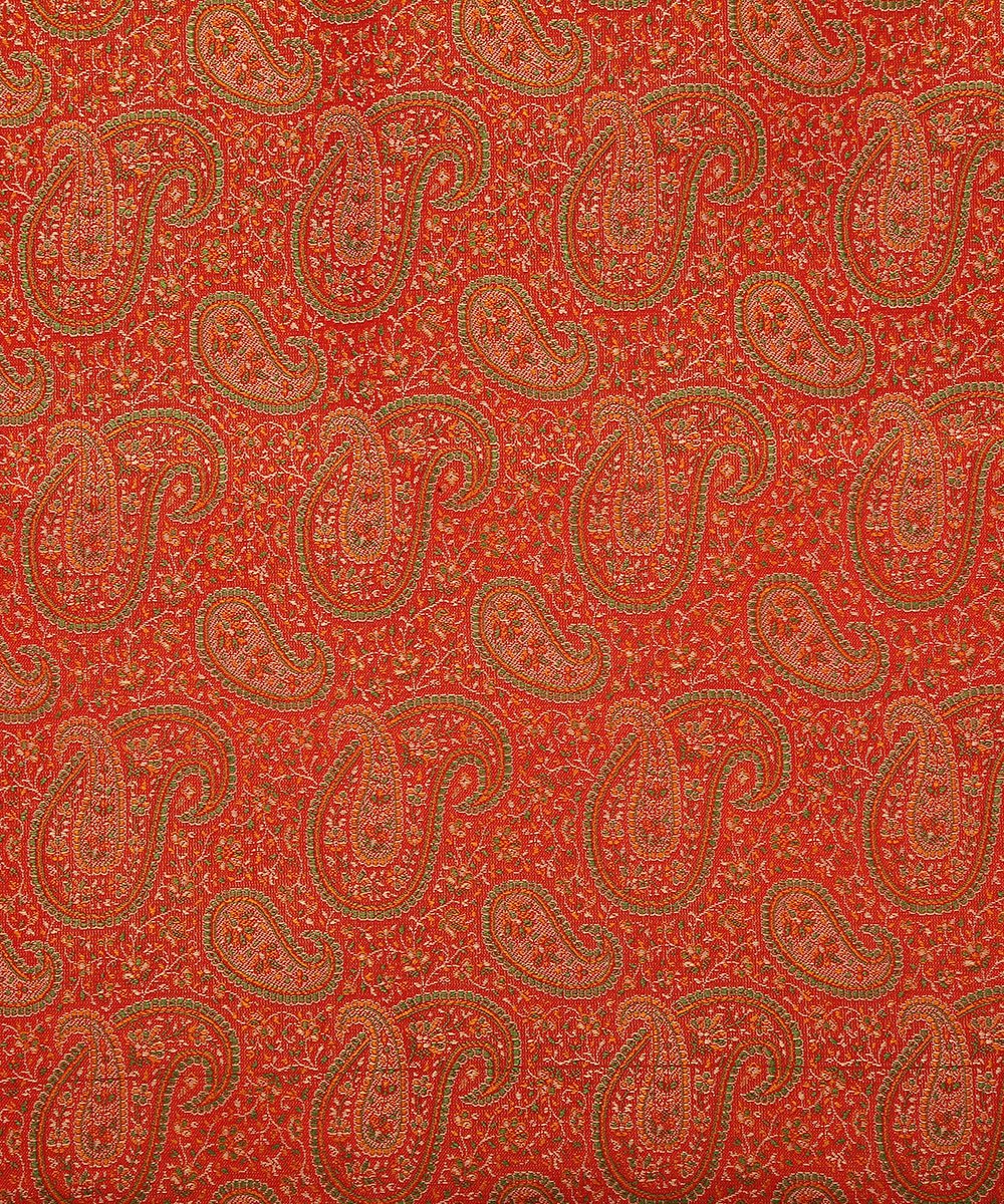 Handloom_Red_Three_Color_Jamawar_Pure_Katan_Silk_Banarasi_Fabric_WeaverStory_03