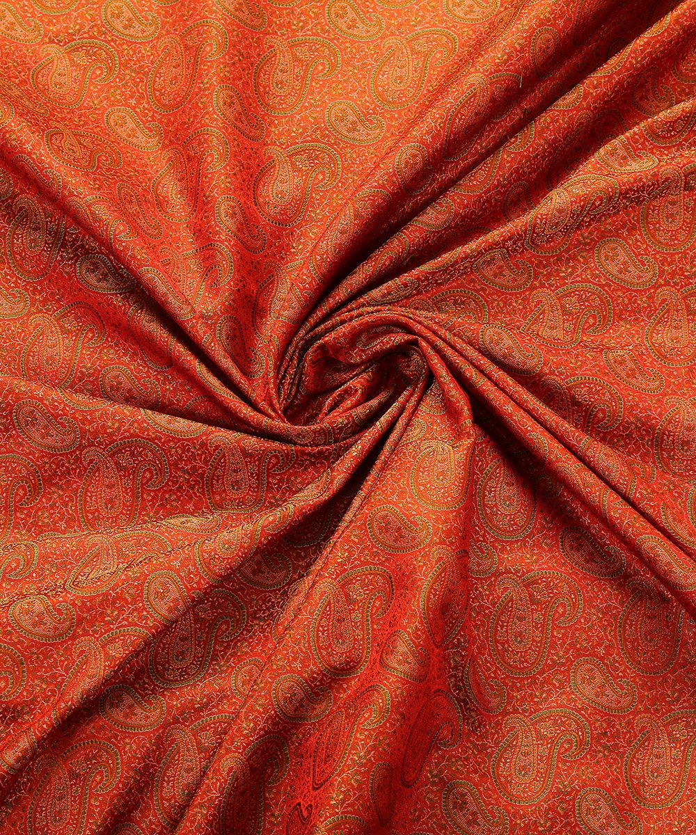 Handloom_Red_Three_Color_Jamawar_Pure_Katan_Silk_Banarasi_Fabric_WeaverStory_05