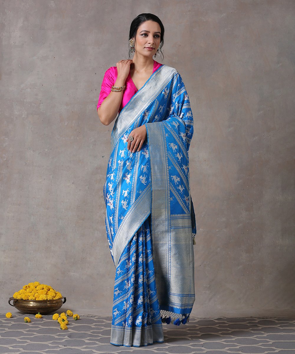 Handloom_Royal_Blue_Shikargah_Pure_Katan_Silk_Banarasi_Saree_with_Aada_Jaal_WeaverStory_01