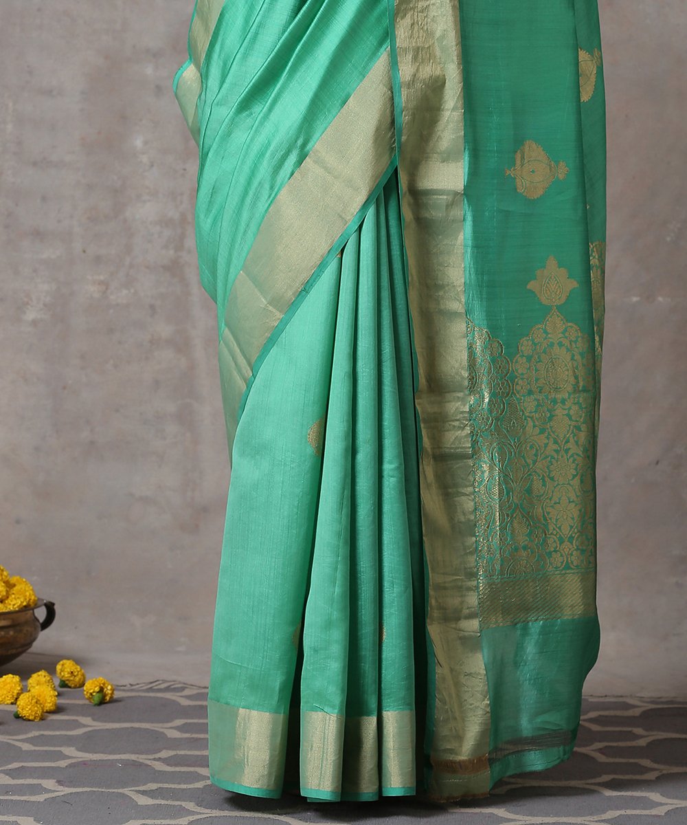 Handloom_Sea_Green_Pure_Mulberry_Silk_Banarasi_Saree_with_Booti_WeaverStory_04