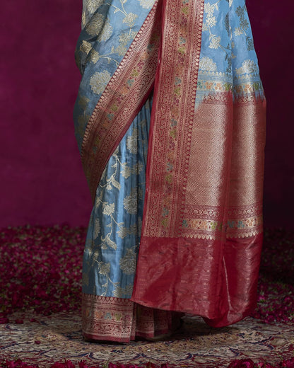 Handloom_Sky_Blue_Tissue_Banarasi_Saree_with_Jangla_Design_and_Pink_Border_WeaverStory_04