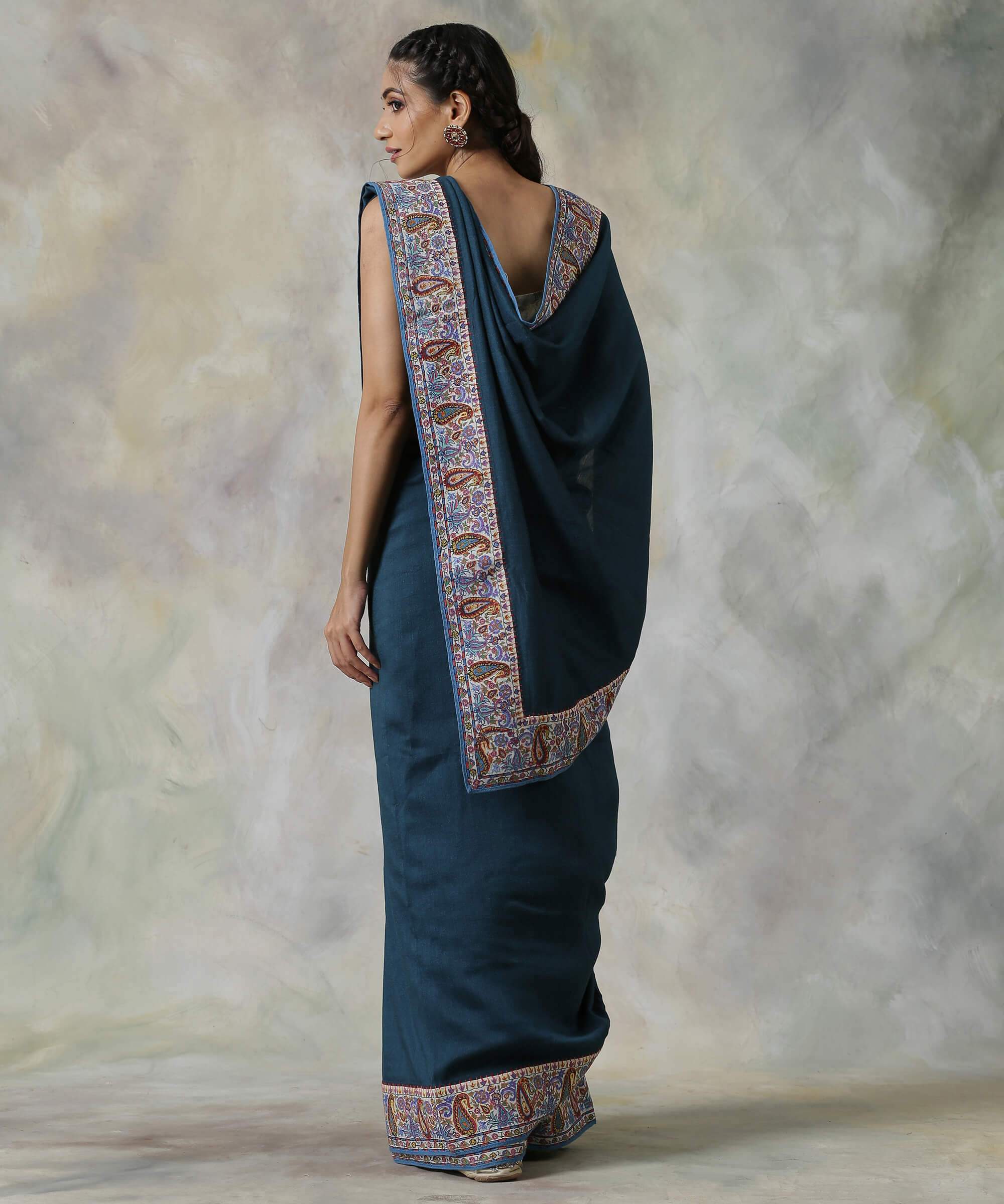 Handwoven_Moonga_Silk_Saree_in_Regal_Blue_with_Hand_Appliqued_Sozni_Needle_Work_Border_WeaverStory_03
